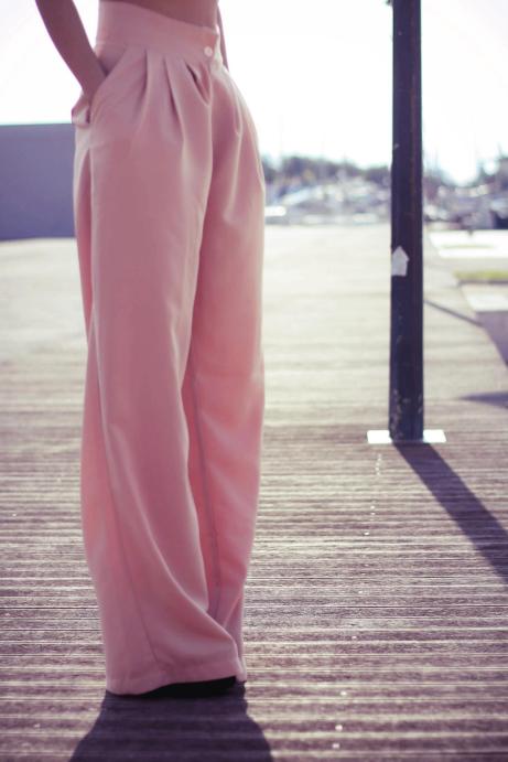 The "Temperance" pink high waisted trousers